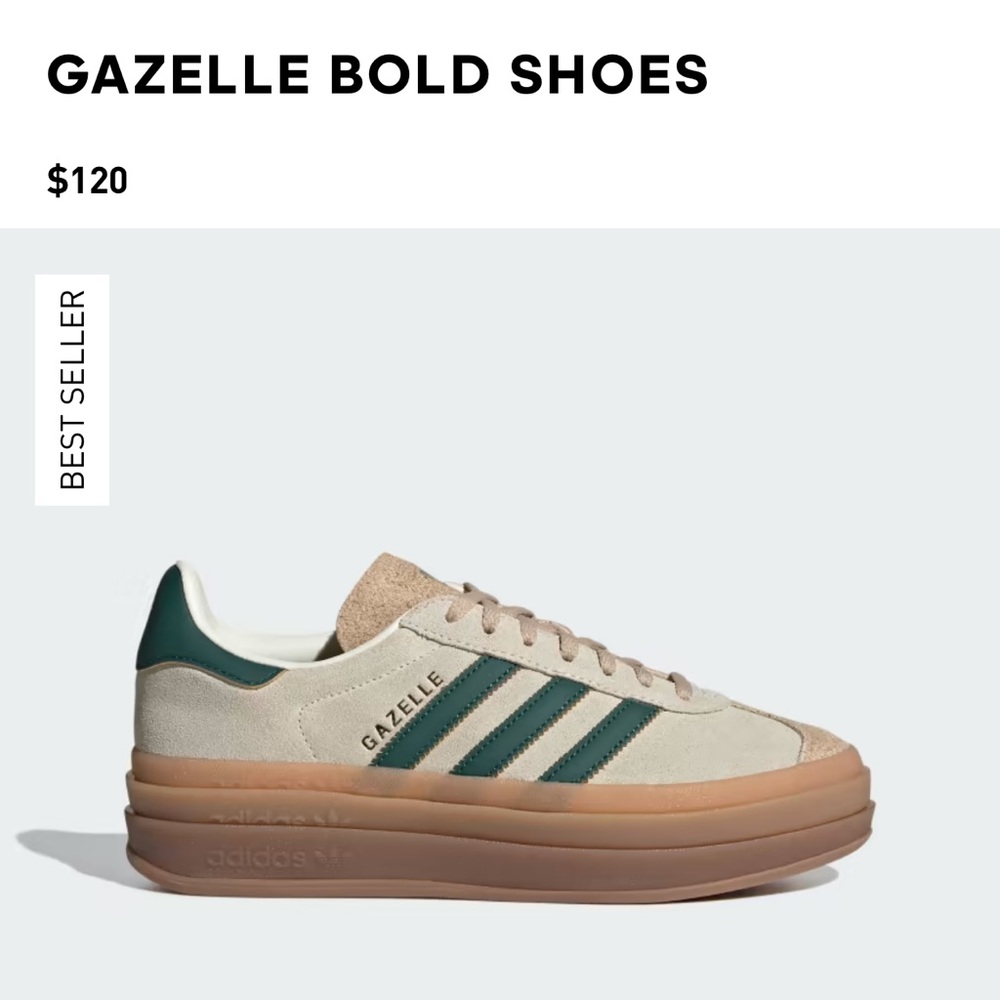 Adidas Gazelle Platform Sneakers in Green and Tan